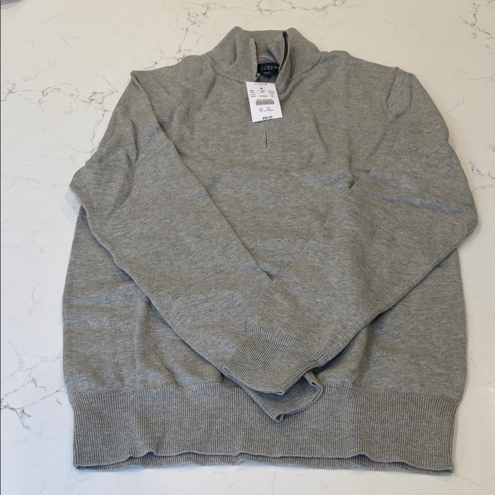 J. Crew Men's Zip Up Sweater in Light Gray